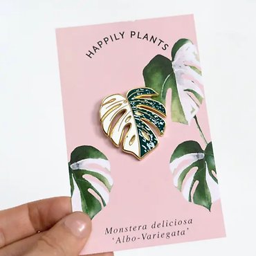 Variegated Monstera Albo Plant Enamel Lapel Pin
