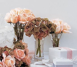 Pink Roses & Hydrangea Vases
