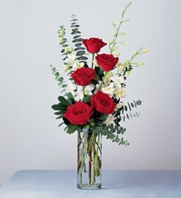 Red Roses and White Orchids.