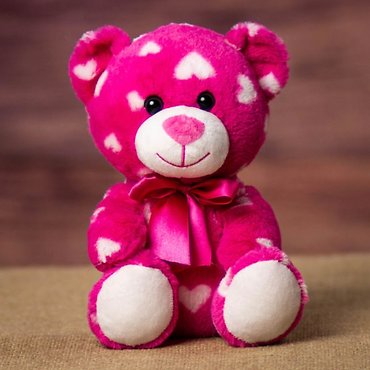7.5\" Heart Print Bear