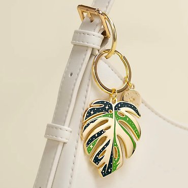Monstera Thai Constellation Plant Keychain Charm