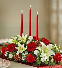 Three Candle Traditional Christmas Centerpiece