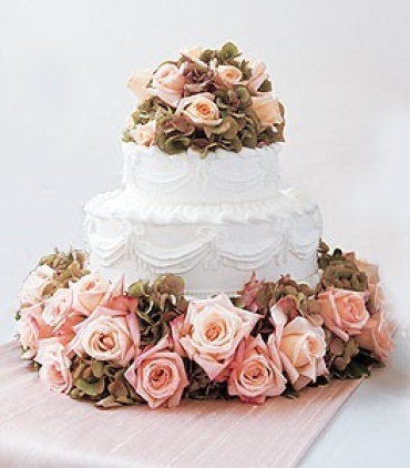 Roses & Hydrangea Cake Top & Base