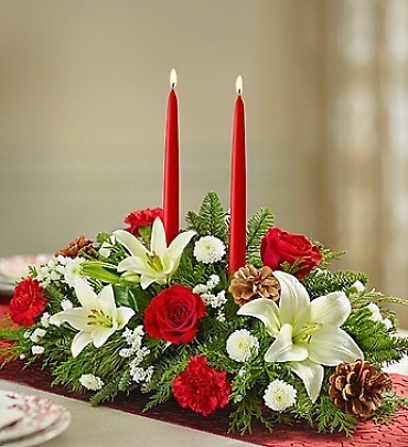 Two Candle Traditional Christmas Centerpiece