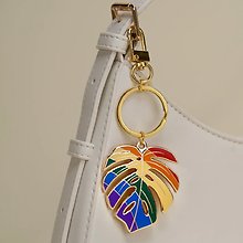 Monstera Keychain & Bag Charm, Rainbow