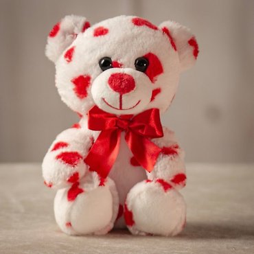 7.5\" Heart Print Bear
