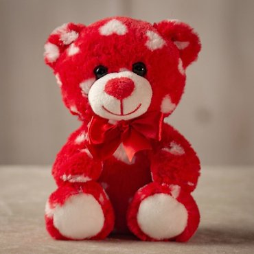 7.5\" Heart Print Bear