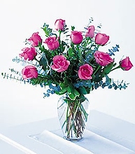 Pink  Roses with Eucalyptus