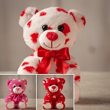 7.5\" Heart Print Bear