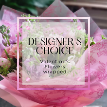Valentine\'s Designer Choice wrapped flowers